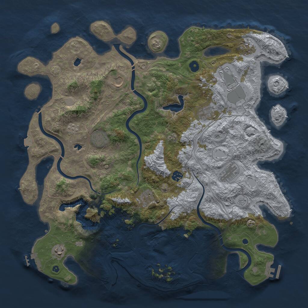 Rust Map: Procedural Map, Size: 4500, Seed: 1962349082, 16 Monuments