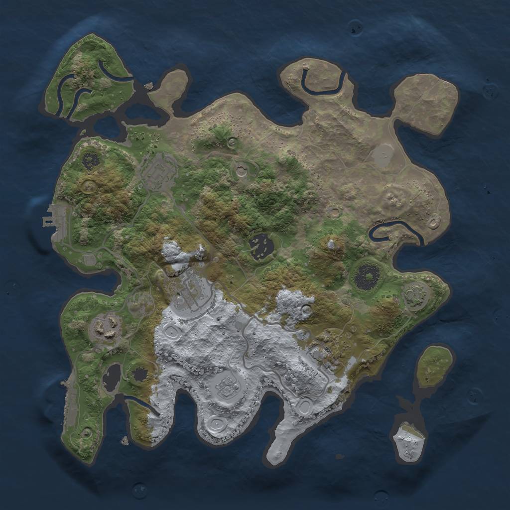 Rust Map: Procedural Map, Size: 3000, Seed: 245606, 13 Monuments