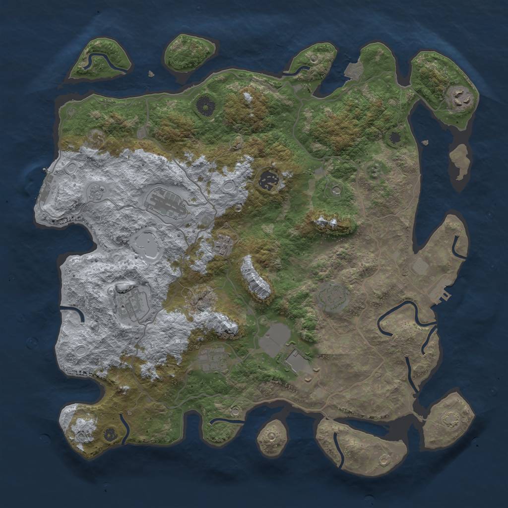 Rust Map: Procedural Map, Size: 4000, Seed: 985741, 16 Monuments