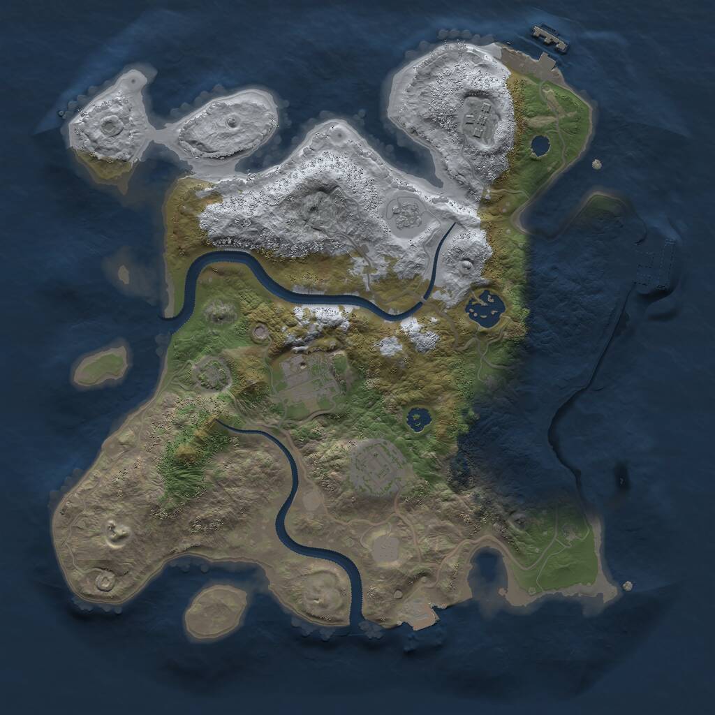 Rust Map: Procedural Map, Size: 3000, Seed: 21857, 9 Monuments