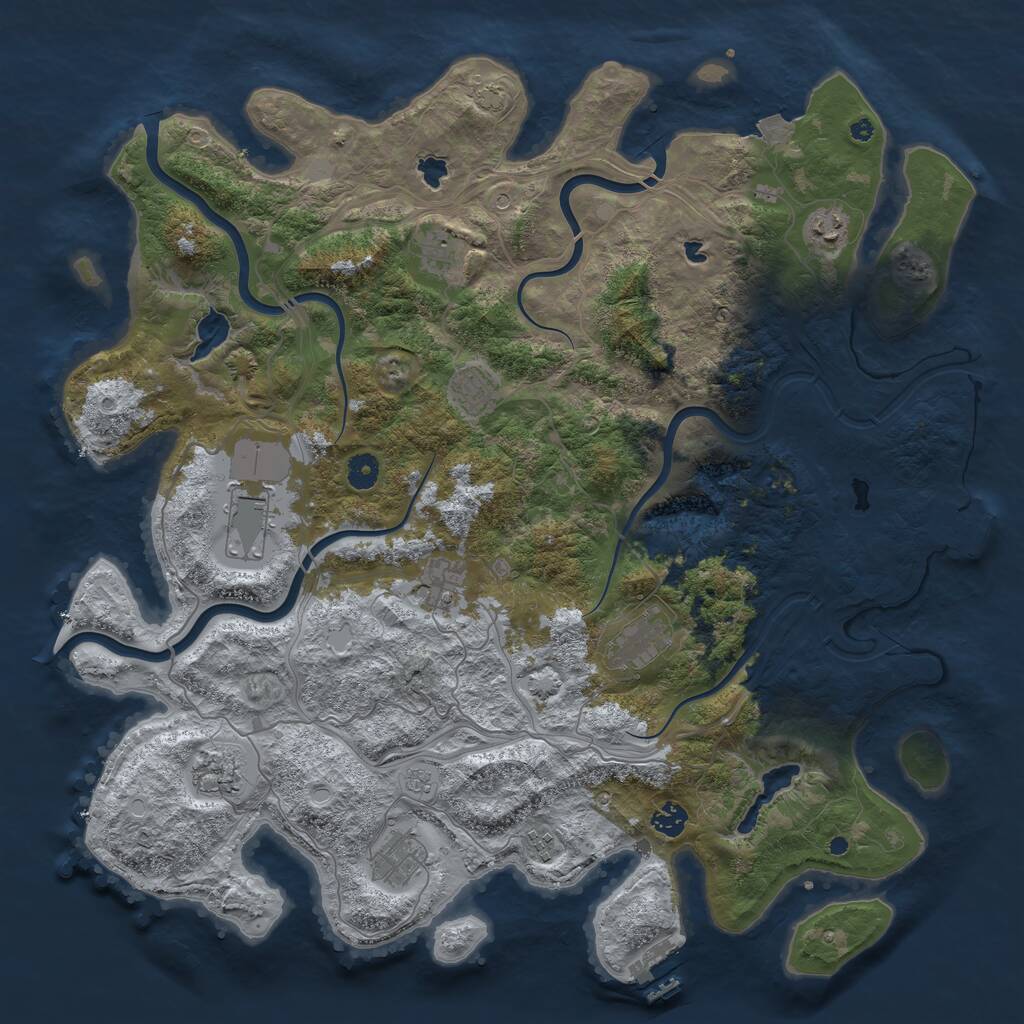 Rust Map: Procedural Map, Size: 4500, Seed: 622023, 16 Monuments