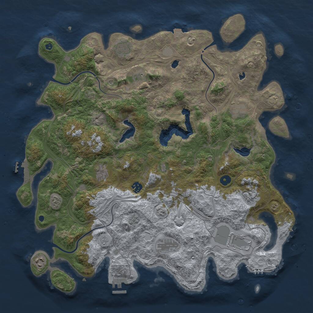 Rust Map: Procedural Map, Size: 4500, Seed: 36632, 16 Monuments