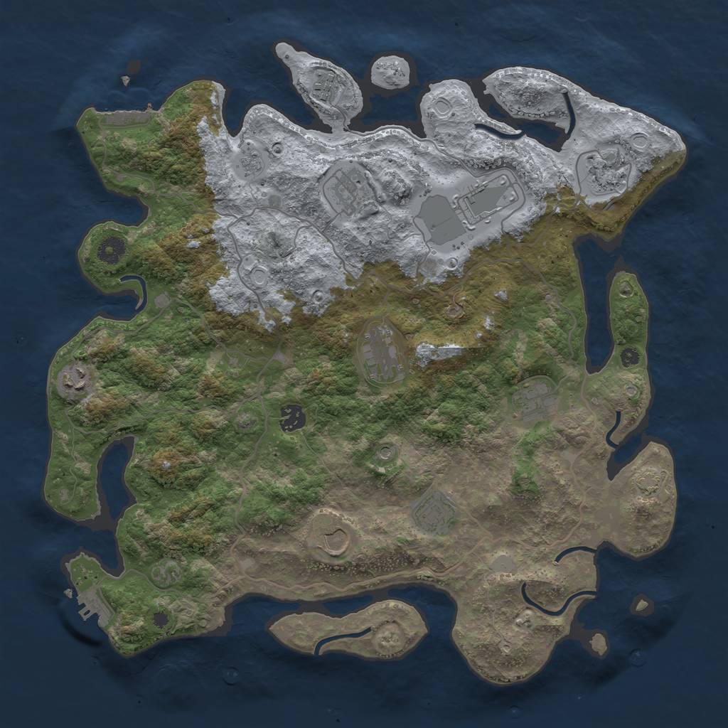 Rust Map: Procedural Map, Size: 4000, Seed: 1327, 18 Monuments