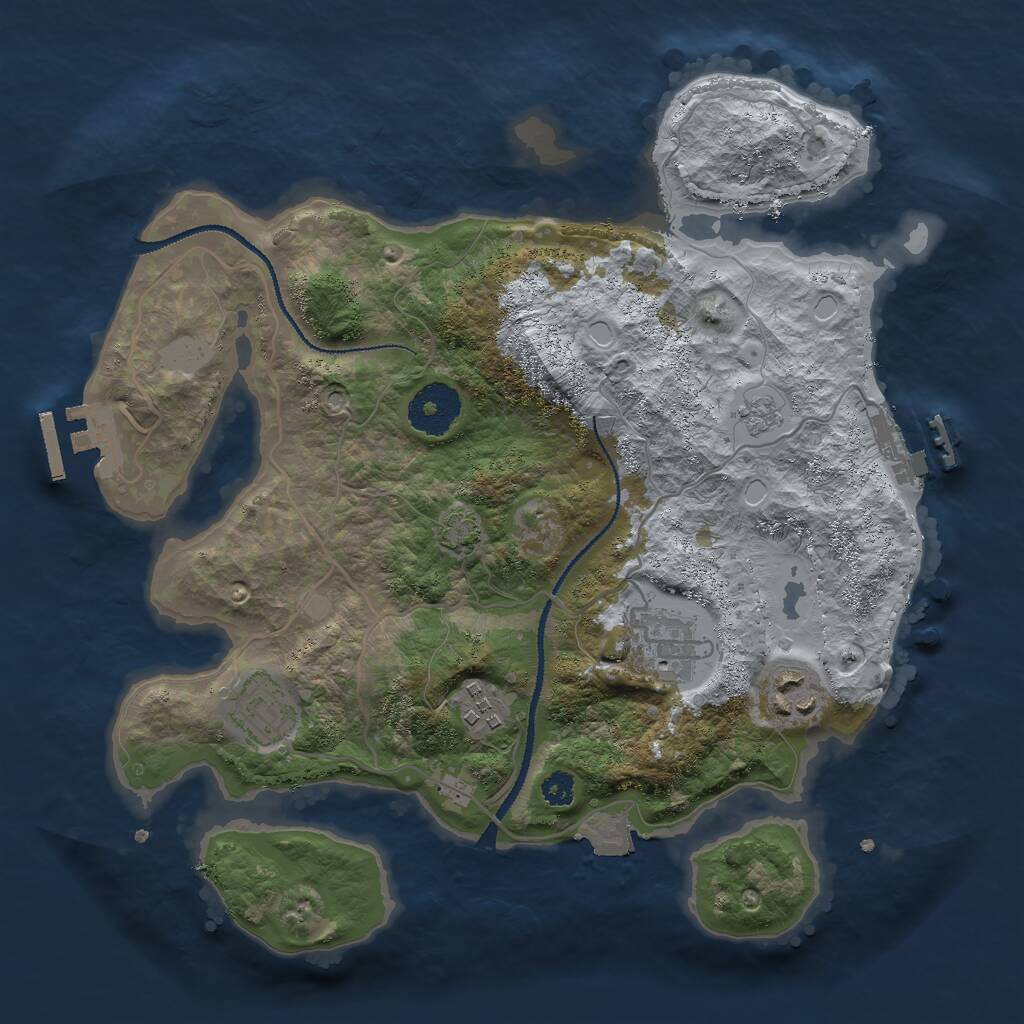 Rust Map: Procedural Map, Size: 3000, Seed: 2136185093, 9 Monuments