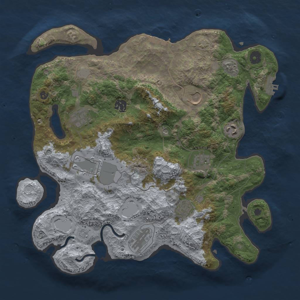 Rust Map: Procedural Map, Size: 3600, Seed: 70076399, 16 Monuments