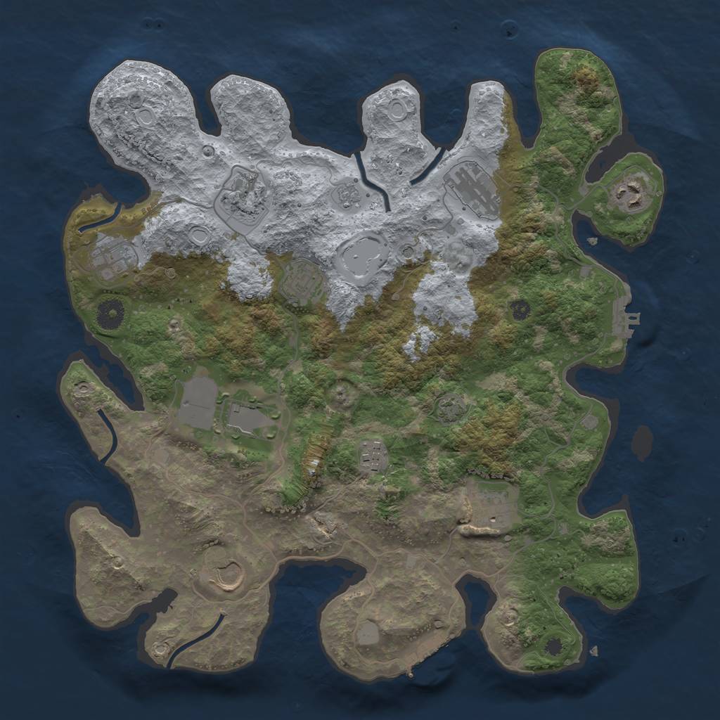 Rust Map: Procedural Map, Size: 3700, Seed: 10623374, 17 Monuments