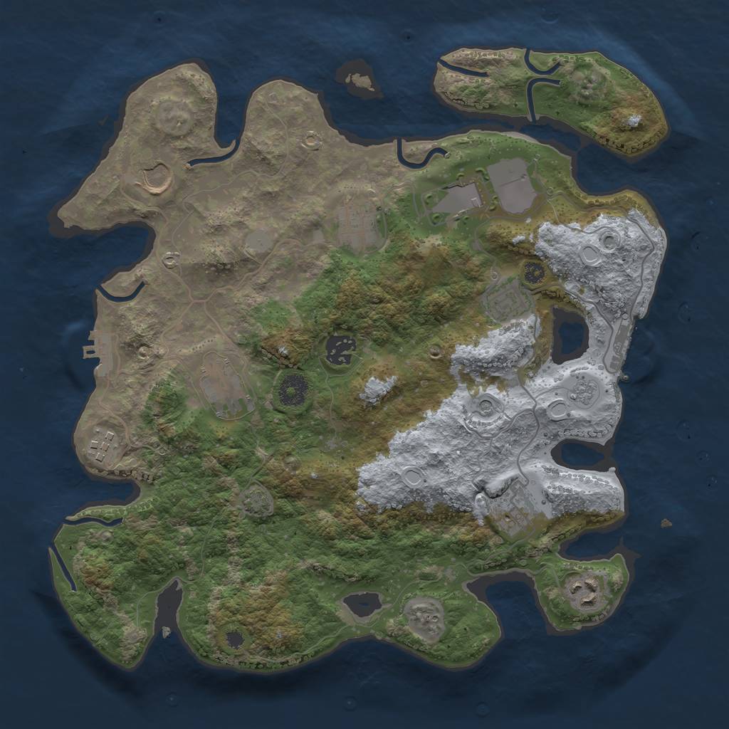 Rust Map: Procedural Map, Size: 3500, Seed: 44667, 17 Monuments