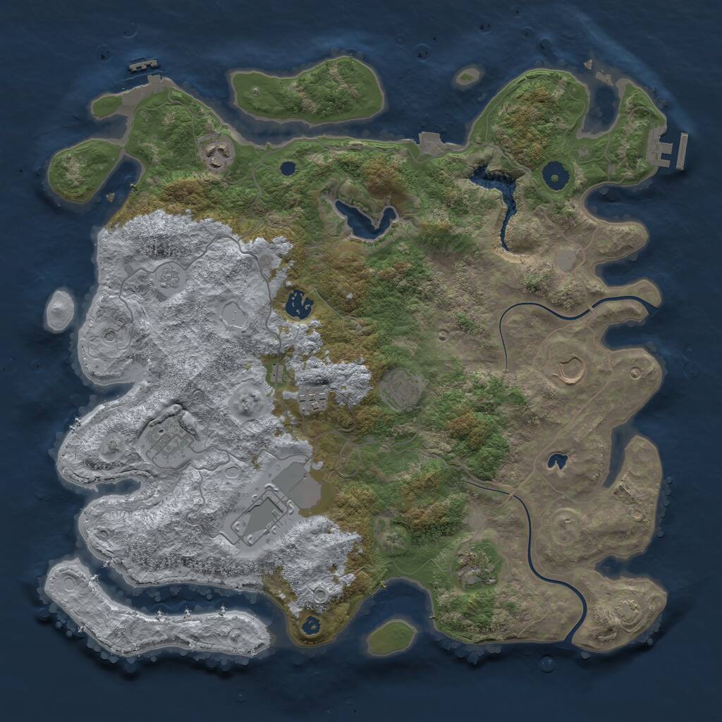 Rust Map: Procedural Map, Size: 4000, Seed: 11855385, 14 Monuments