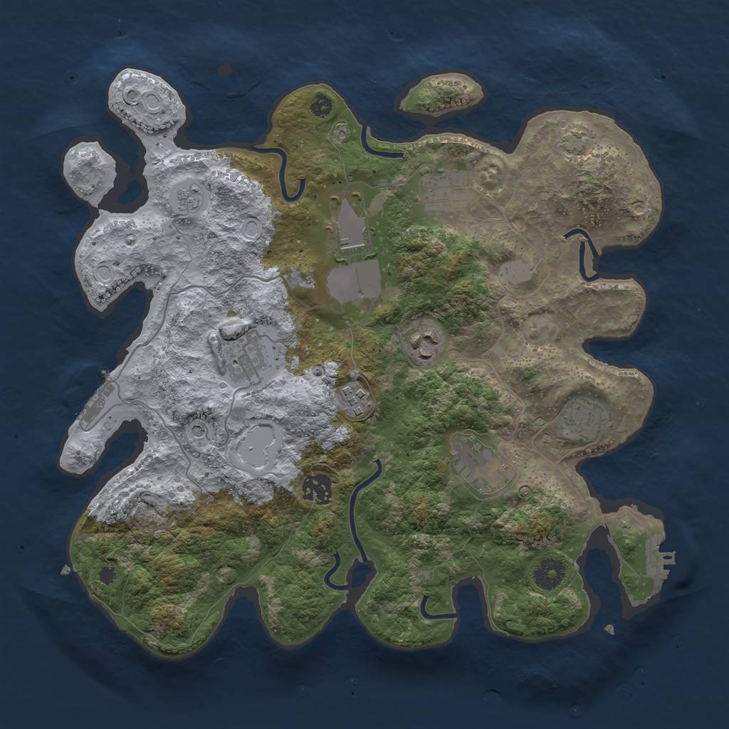 Rust Map: Procedural Map, Size: 3500, Seed: 387983423, 16 Monuments