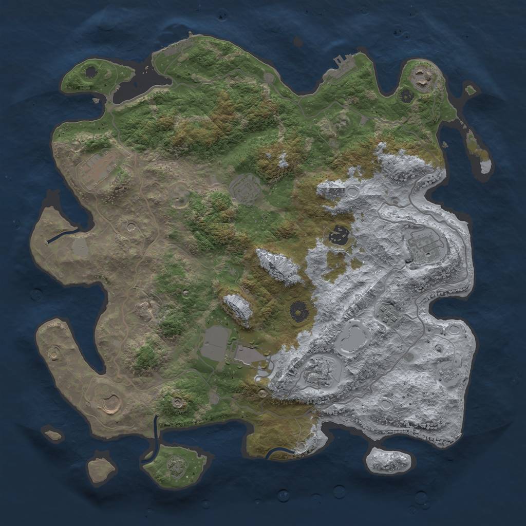 Rust Map: Procedural Map, Size: 4000, Seed: 32740163, 17 Monuments