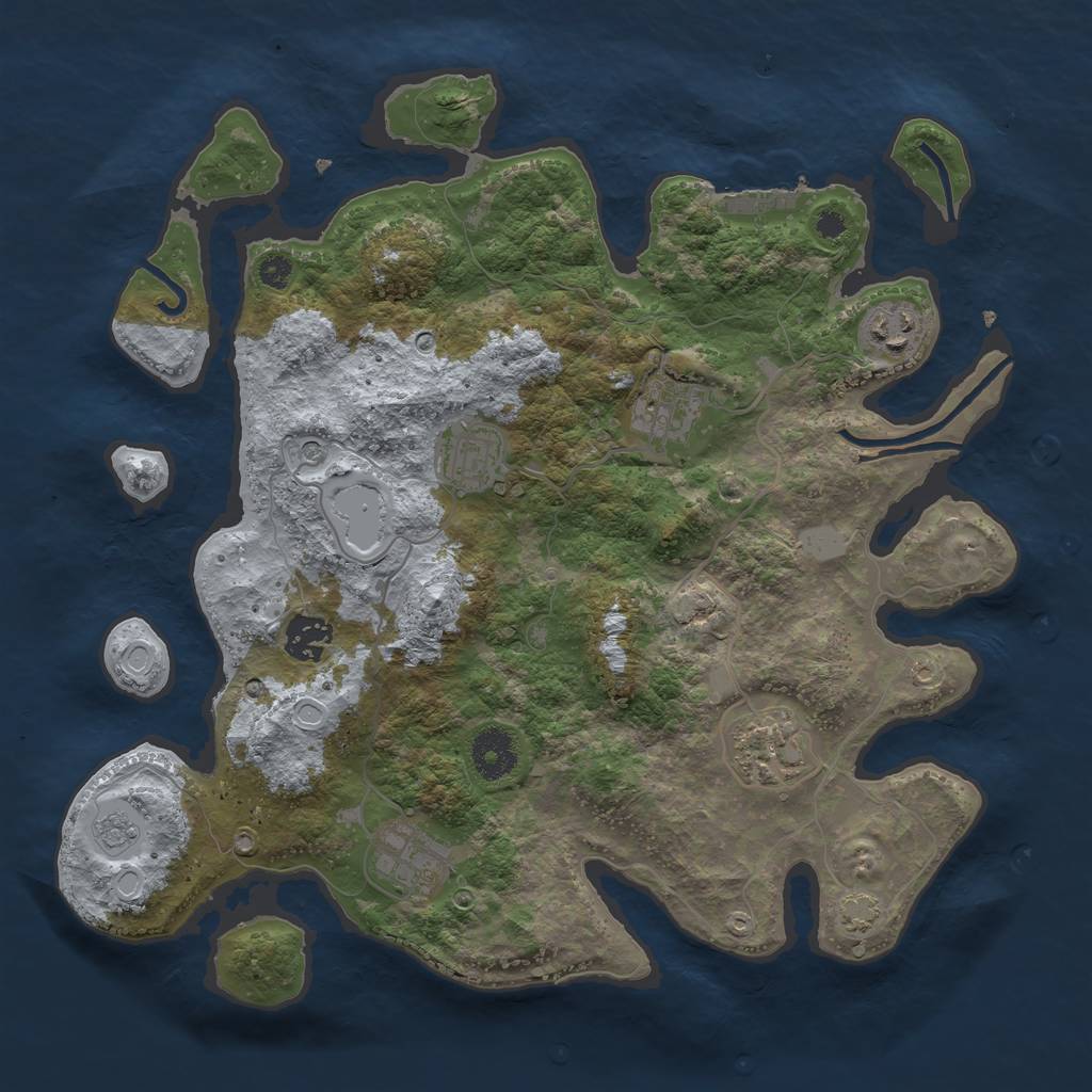 Rust Map: Procedural Map, Size: 3450, Seed: 1843434, 13 Monuments