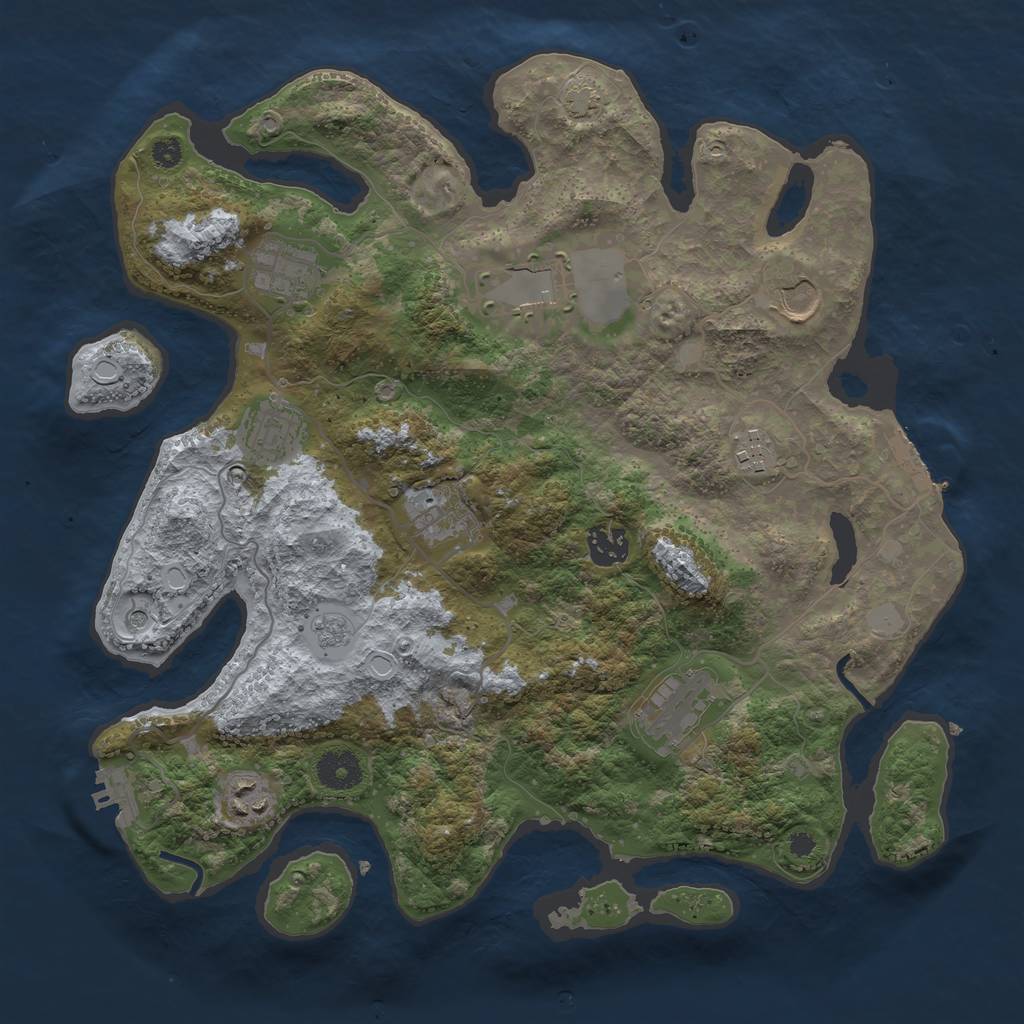 Rust Map: Procedural Map, Size: 3600, Seed: 51939682, 17 Monuments