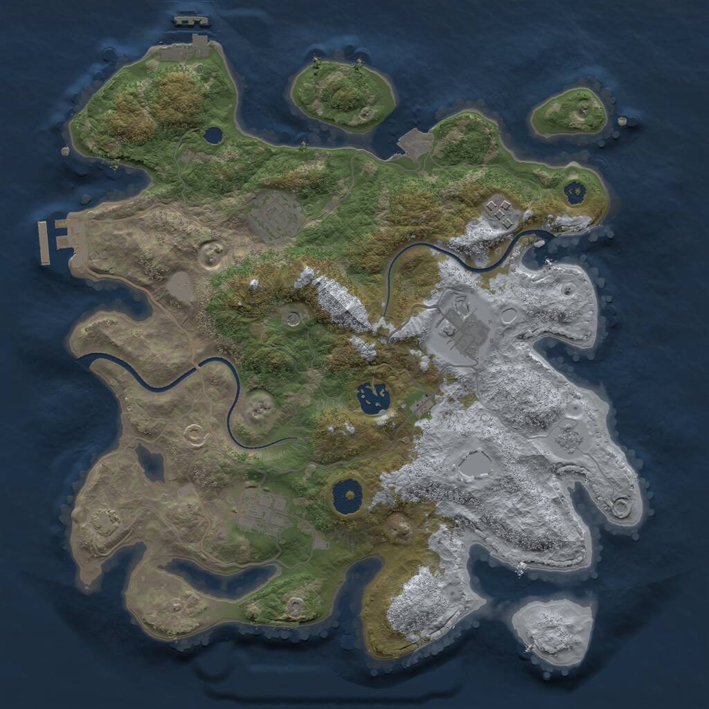 Rust Map: Procedural Map, Size: 3250, Seed: 364662195, 11 Monuments