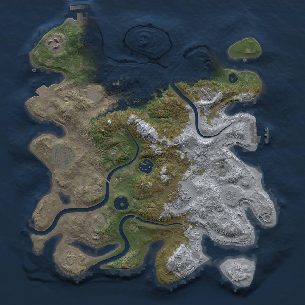 Rust Map: Procedural Map, Size: 3250, Seed: 364662195, 11 Monuments