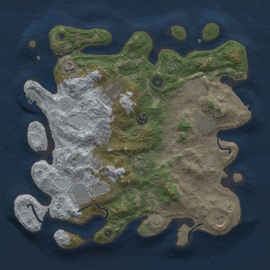 Rust Map: Procedural Map, Size: 3500, Seed: 392087437, 17 Monuments