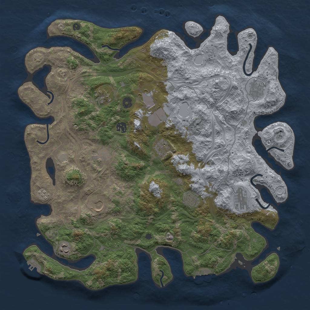 Rust Map: Procedural Map, Size: 4300, Seed: 83400345, 19 Monuments