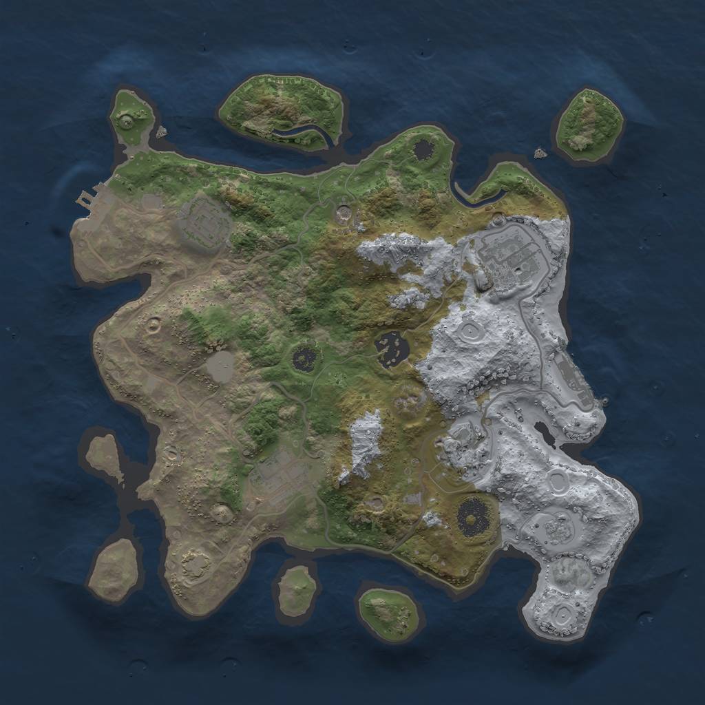 Rust Map: Procedural Map, Size: 3000, Seed: 1555518127, 13 Monuments