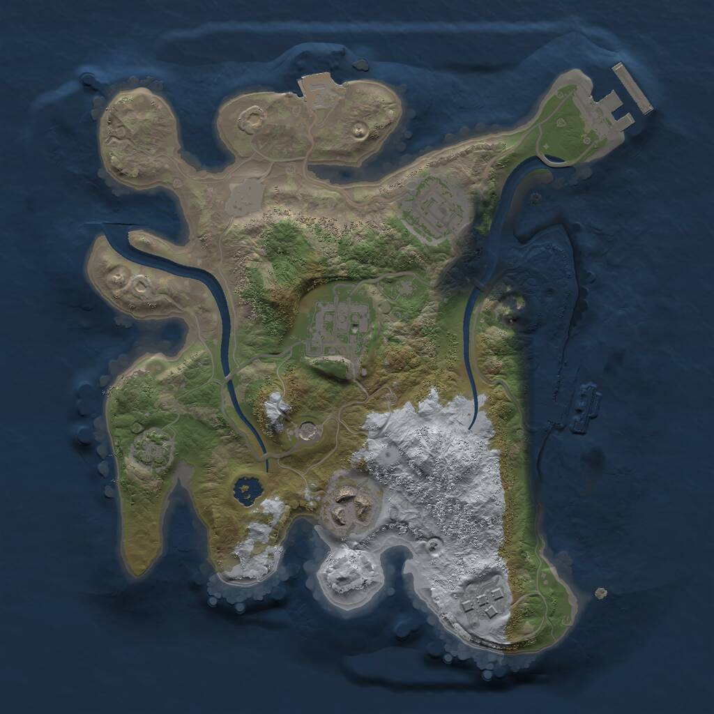 Rust Map: Procedural Map, Size: 2500, Seed: 342709773, 9 Monuments