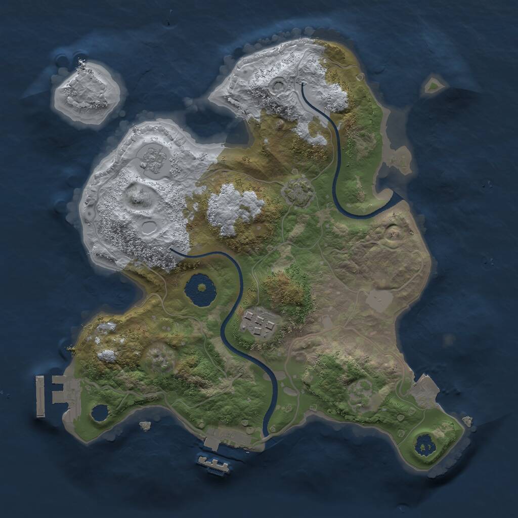 Rust Map: Procedural Map, Size: 2500, Seed: 739441131, 6 Monuments