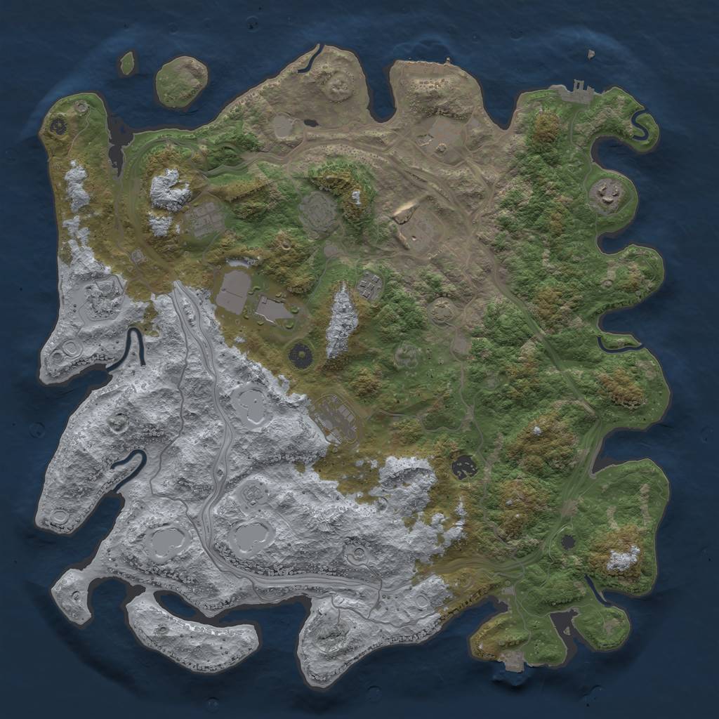 Rust Map: Procedural Map, Size: 4500, Seed: 1061068091, 18 Monuments