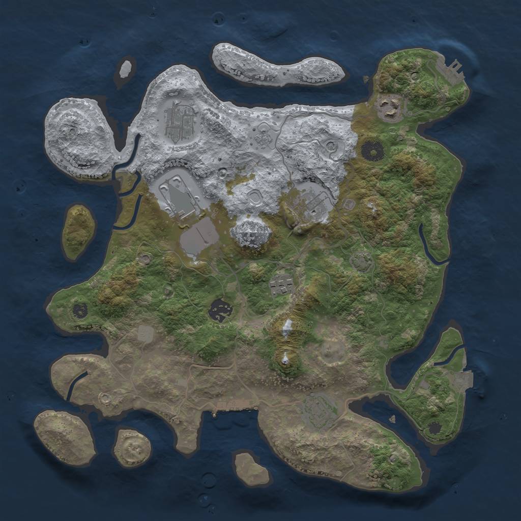 Rust Map: Procedural Map, Size: 3500, Seed: 35218123, 15 Monuments