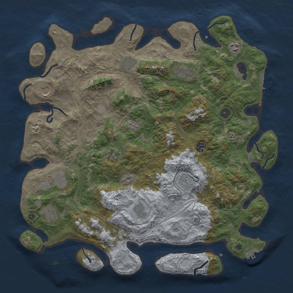 Rust Map: Procedural Map, Size: 4500, Seed: 947816174, 19 Monuments