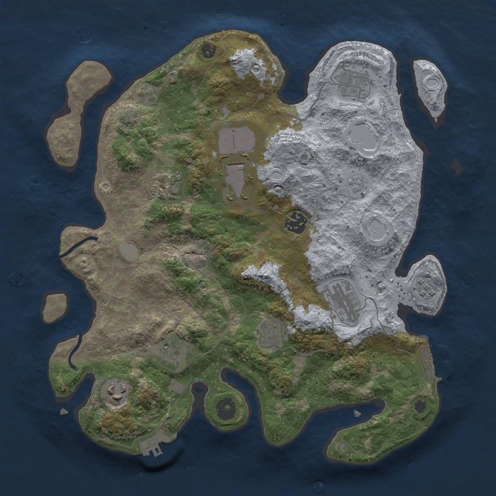 Rust Map: Procedural Map, Size: 3500, Seed: 515792809, 16 Monuments