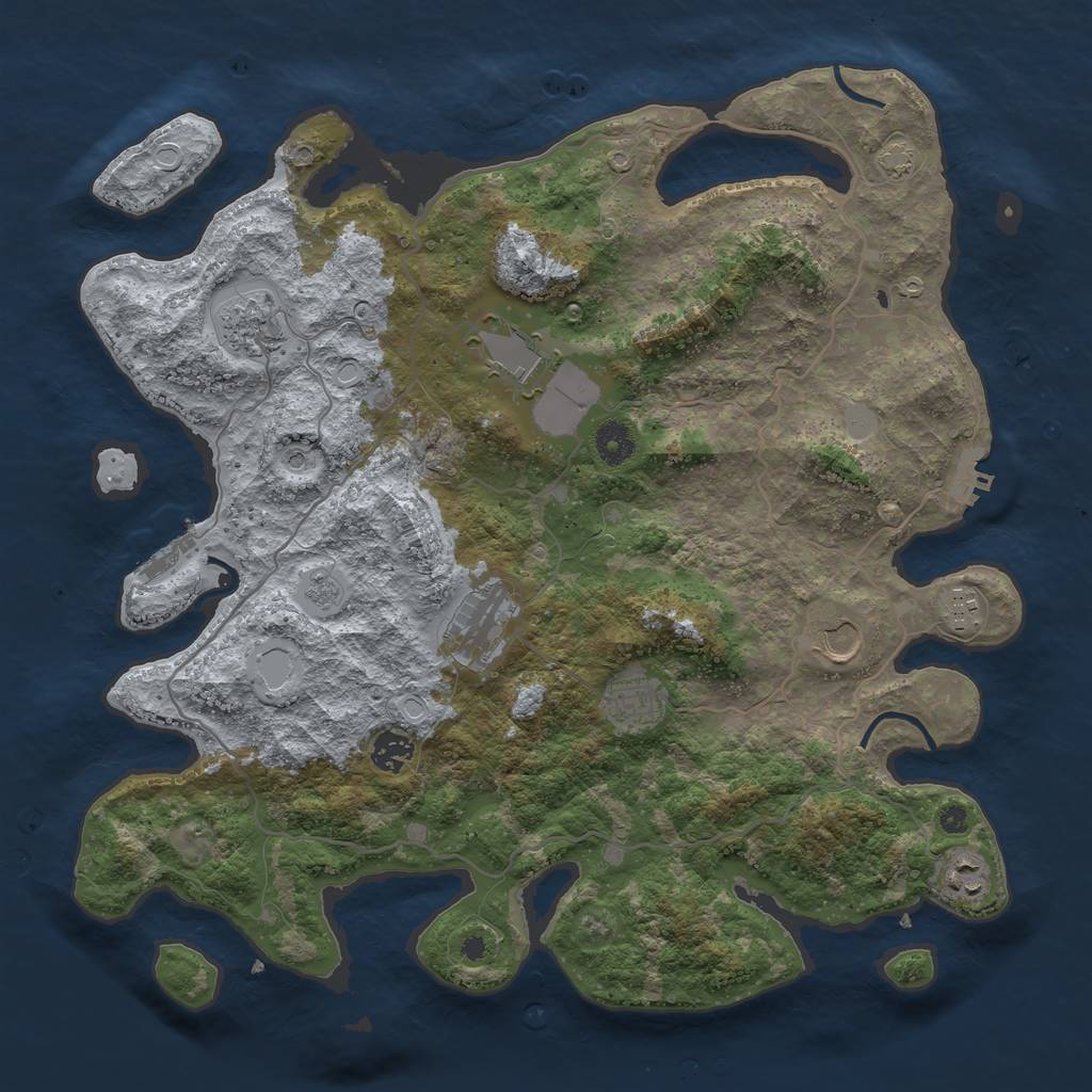 Rust Map: Procedural Map, Size: 4000, Seed: 350820774, 16 Monuments
