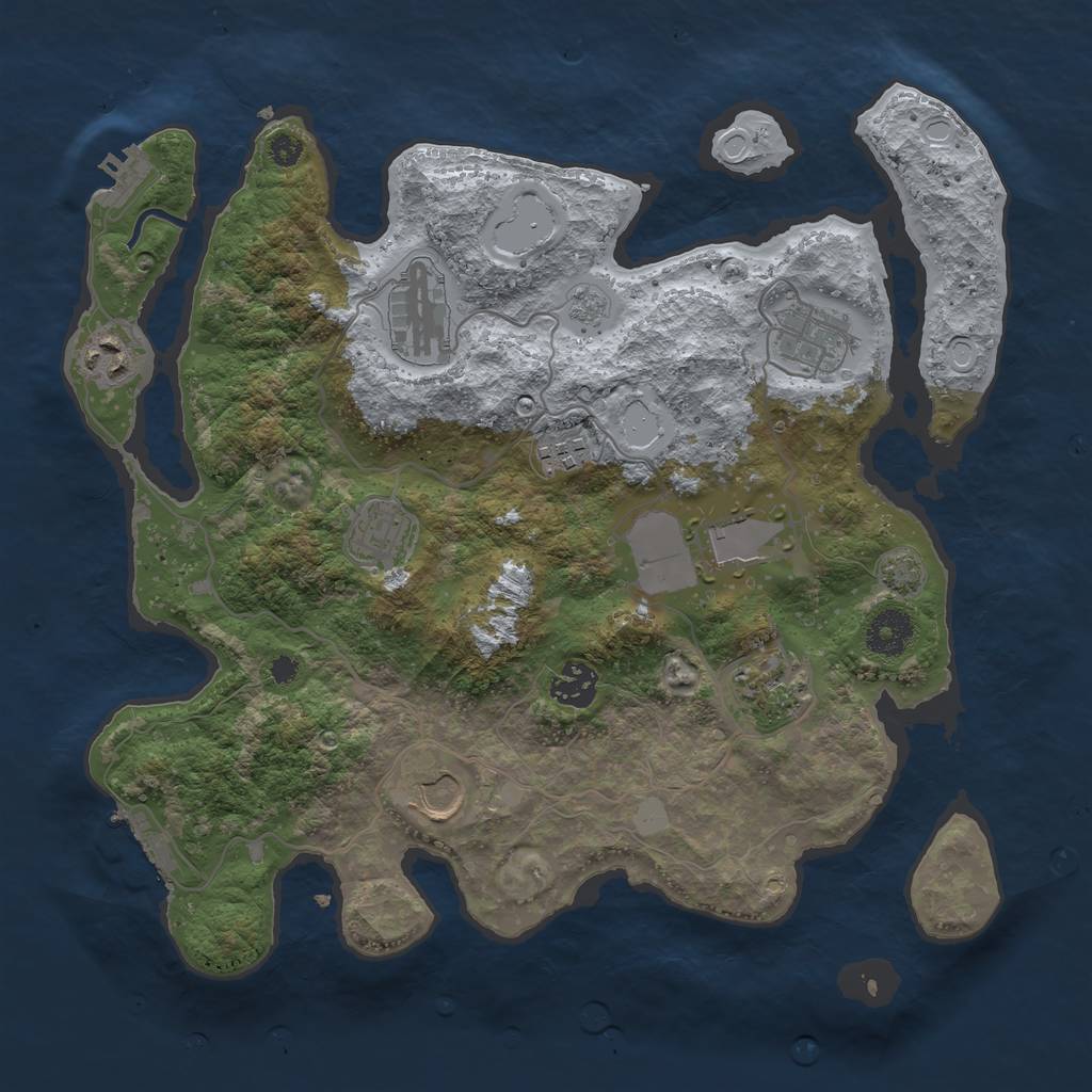 Rust Map: Procedural Map, Size: 3500, Seed: 970867423, 16 Monuments