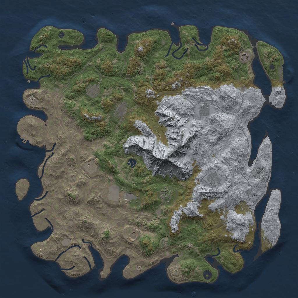 Rust Map: Procedural Map, Size: 5000, Seed: 377108276, 19 Monuments