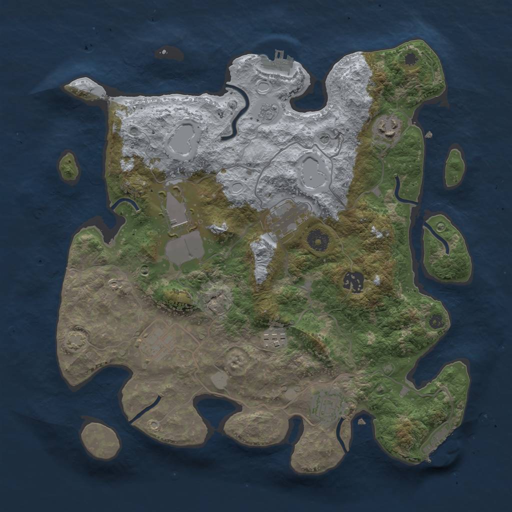 Rust Map: Procedural Map, Size: 3500, Seed: 399385, 15 Monuments