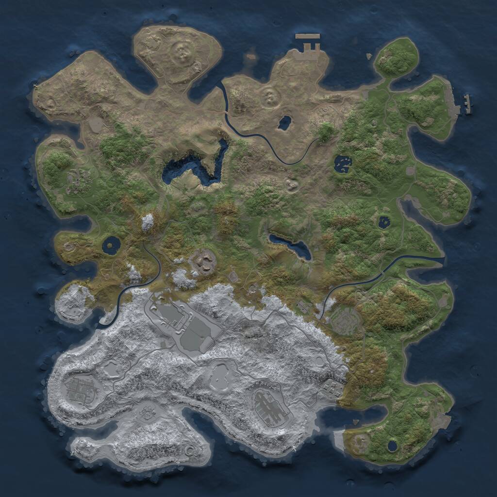Rust Map: Procedural Map, Size: 4096, Seed: 377905378, 14 Monuments