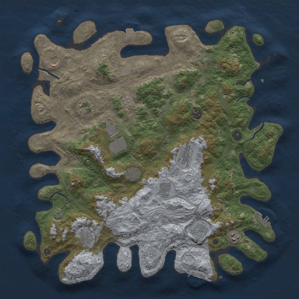 Rust Map: Procedural Map, Size: 4500, Seed: 827396498, 19 Monuments