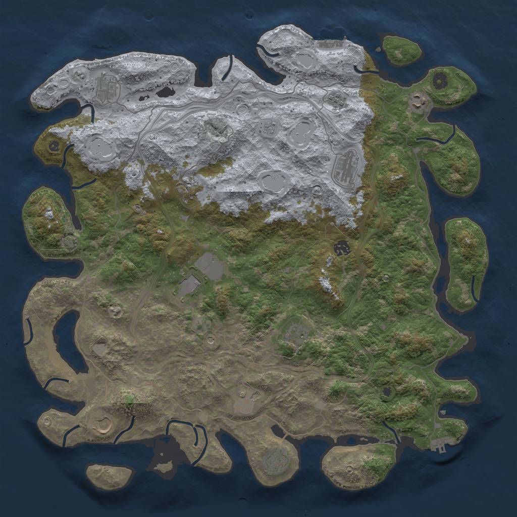 Rust Map: Procedural Map, Size: 4800, Seed: 1310909305, 19 Monuments