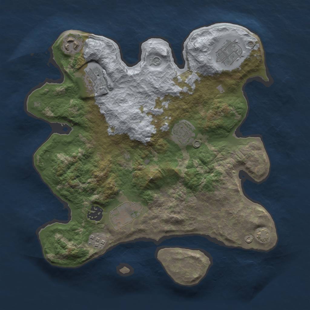 Rust Map: Barren, Size: 3000, Seed: 34535345, 11 Monuments