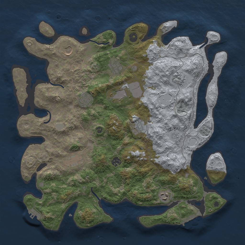 Rust Map: Procedural Map, Size: 4000, Seed: 453221, 18 Monuments