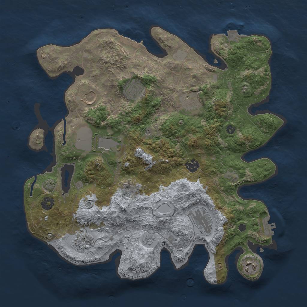 Rust Map: Procedural Map, Size: 3501, Seed: 24911, 16 Monuments