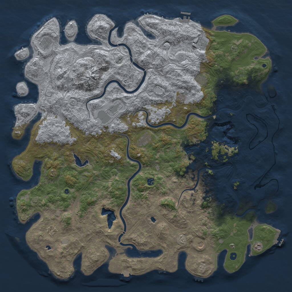 Rust Map: Procedural Map, Size: 6000, Seed: 1219646222, 17 Monuments