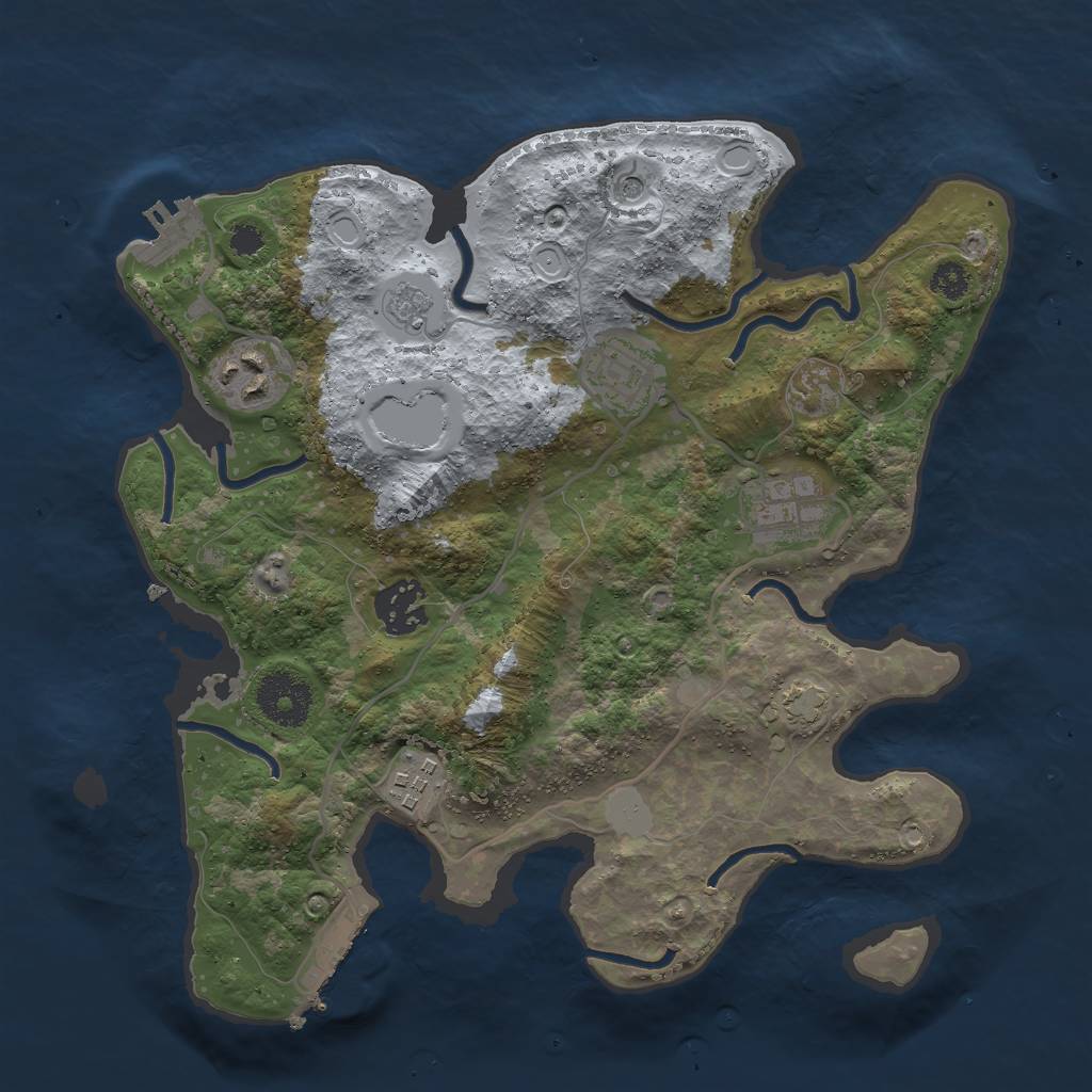 Rust Map: Procedural Map, Size: 3000, Seed: 103737721, 13 Monuments