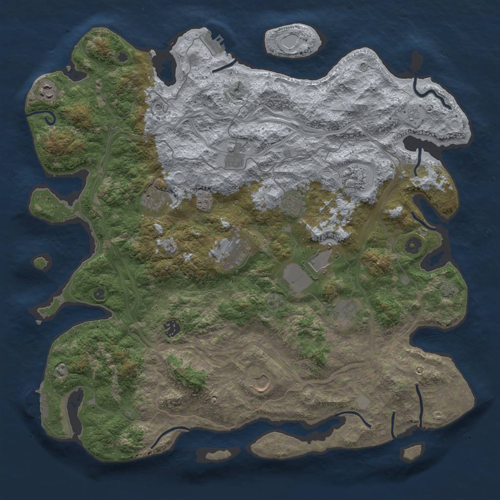 Rust Map: Procedural Map, Size: 4500, Seed: 904130436, 19 Monuments