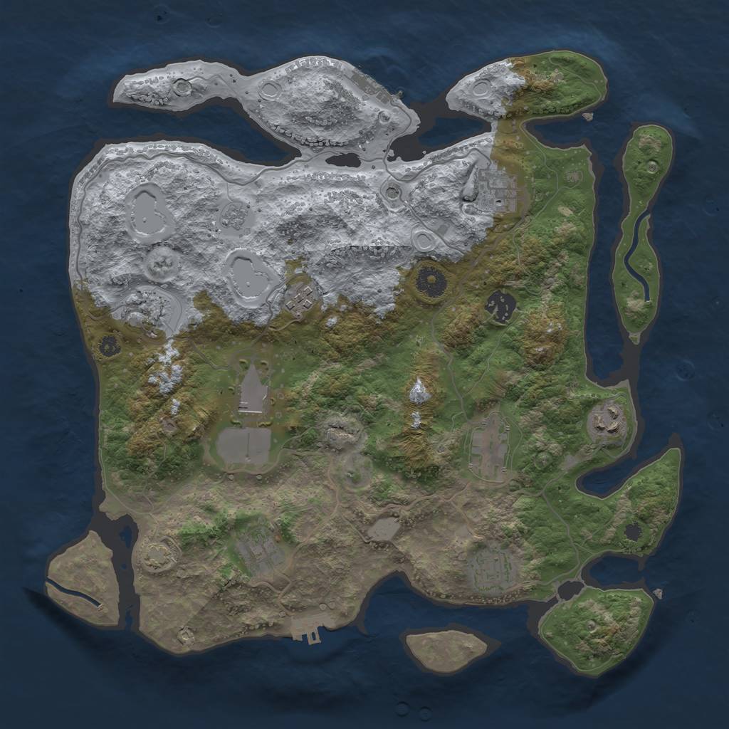 Rust Map: Procedural Map, Size: 3600, Seed: 216740217, 17 Monuments