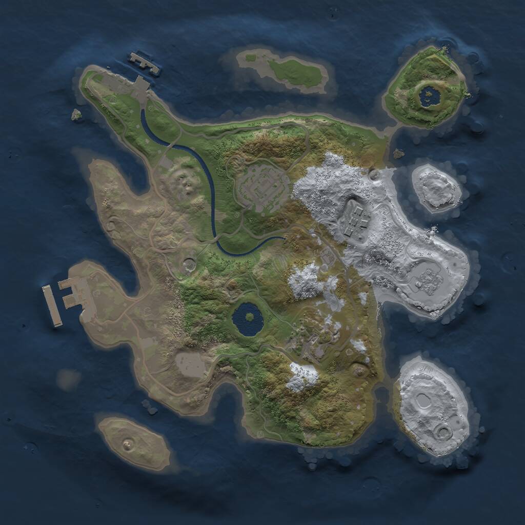 Rust Map: Procedural Map, Size: 2500, Seed: 1116854871, 8 Monuments