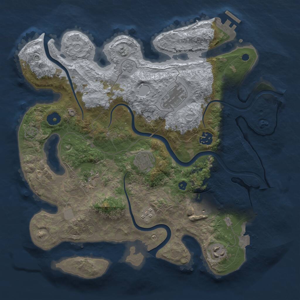 Rust Map: Procedural Map, Size: 3400, Seed: 1310909305, 12 Monuments