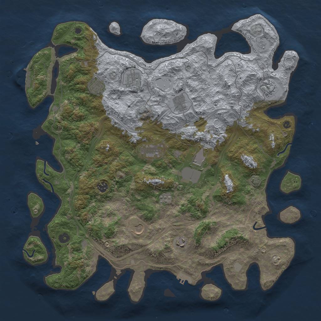 Rust Map: Procedural Map, Size: 4500, Seed: 1248064264, 18 Monuments