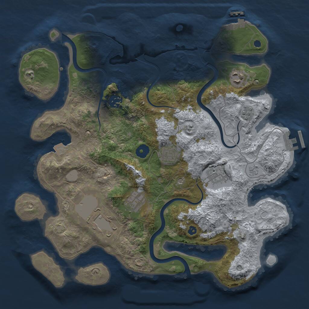 Rust Map: Procedural Map, Size: 3500, Seed: 14602, 13 Monuments