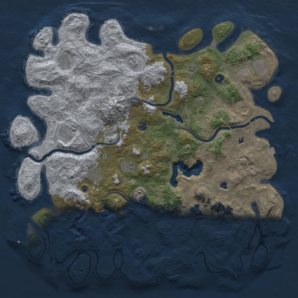 Rust Map: Procedural Map, Size: 5000, Seed: 627, 16 Monuments