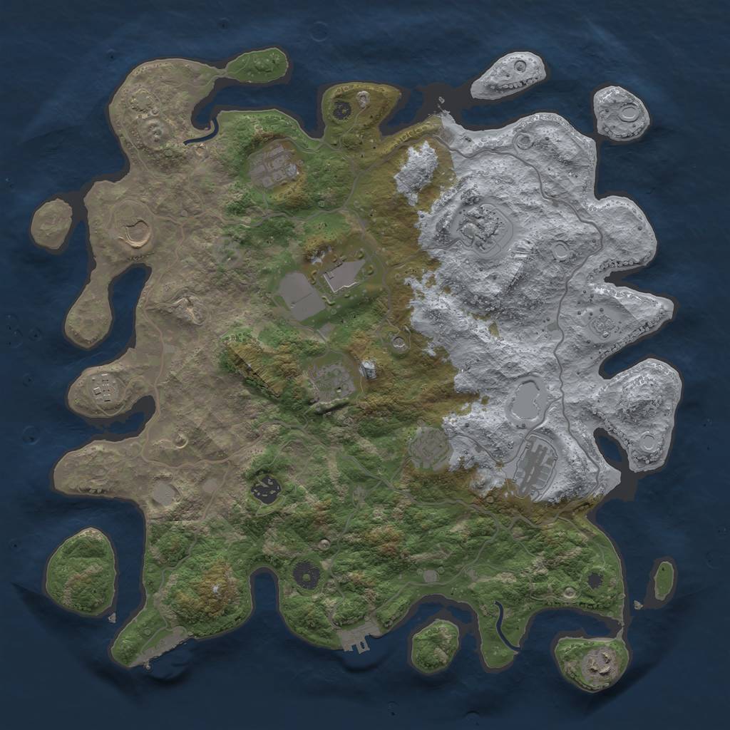 Rust Map: Procedural Map, Size: 4000, Seed: 1460151637, 18 Monuments