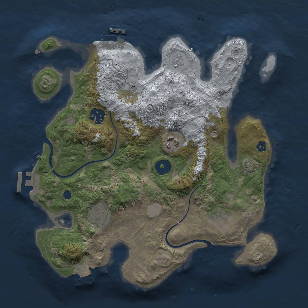 Rust Map: Procedural Map, Size: 3000, Seed: 1256024572, 10 Monuments