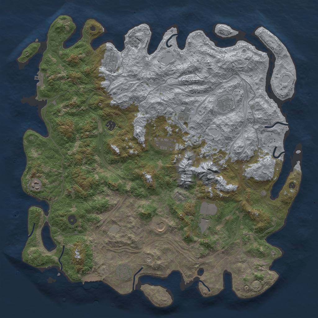 Rust Map: Procedural Map, Size: 5000, Seed: 654258, 18 Monuments