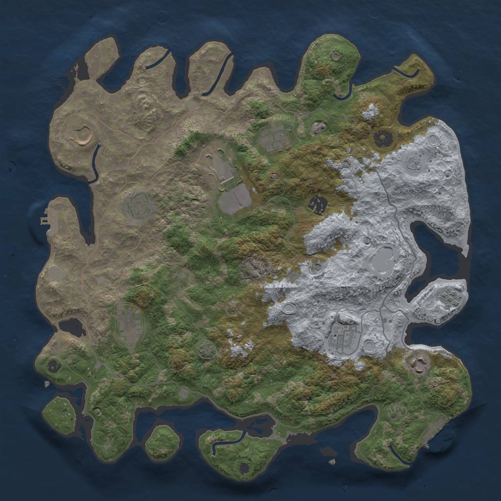 Rust Map: Procedural Map, Size: 4000, Seed: 1069538081, 17 Monuments